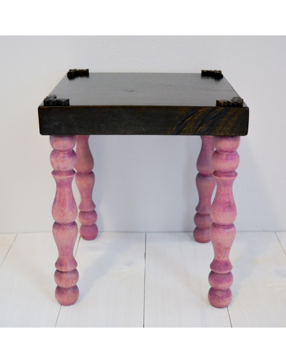 Stolík - hnedo/ružový 30x30x34
